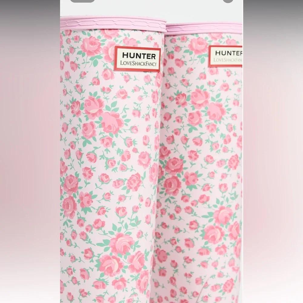 Hunter Boots × LoveShackFancy Original Tall Back Adjustable size 6 Light Pink